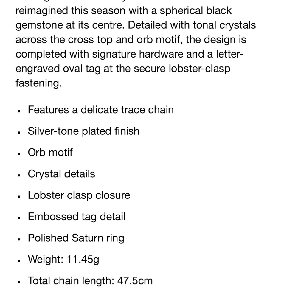 Vivienne Westwood Heart Orb Pendant Necklace Silver Tone Black Saturn Ring - Picture 10 of 10